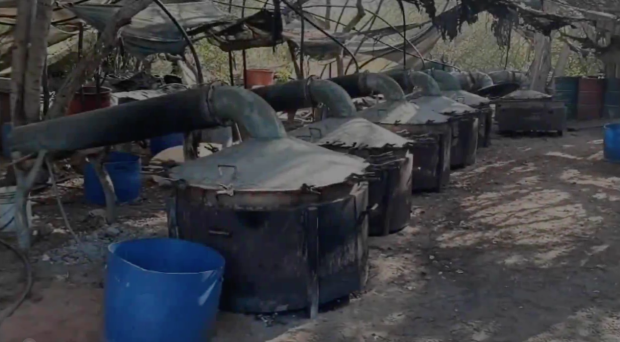 Laboratorio clandestino destruido ayer por la Semar en Sinaloa.