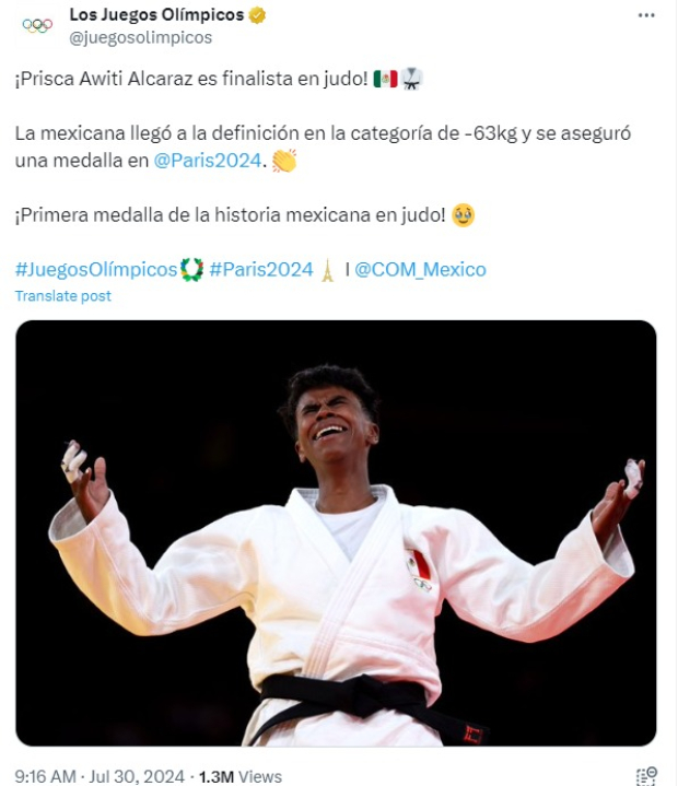 Prisca, la primera mujer en ganarse una medalla olímpico en la disciplina de judo.