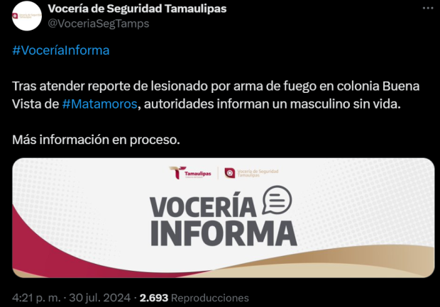 Vocería de Seguridad de Tamaulipas