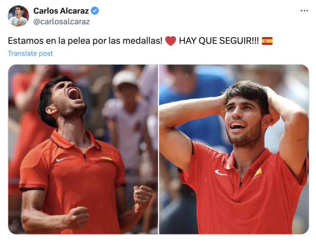 Carlos Alcaraz clasificó a las semifinales del torneo varonil de tenis de París 2024.