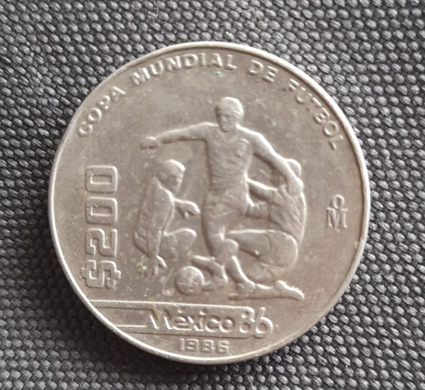 La moneda conmemorativa del Mundial de futbol de México 1986.