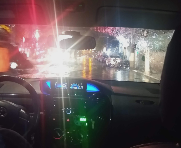 Imagen de un taxi desde el interior