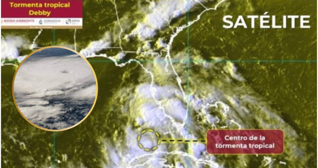 Imagen satelital de la tormenta tropical Debby.
