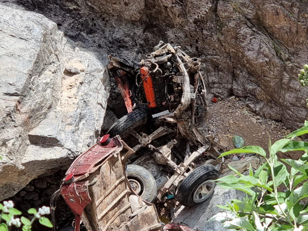 Jeep accidentada en Real de Catorce