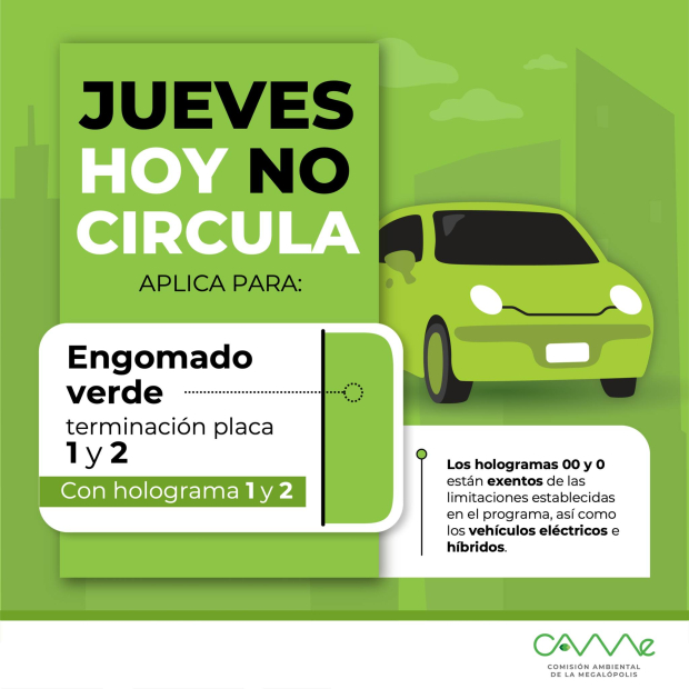 Así aplica el Hoy No Circula este jueves 24 de octubre del 2024 en CDMX.