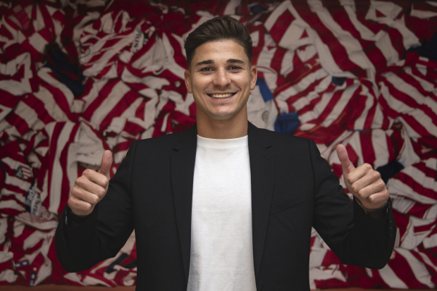 Julián Álvarez en su presentación como nuevo jugador del Atlético de Madrid