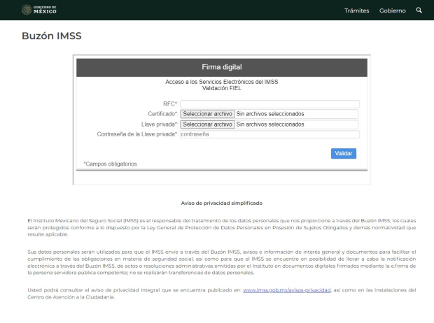 Así luce la interfaz del Buzón IMSS.