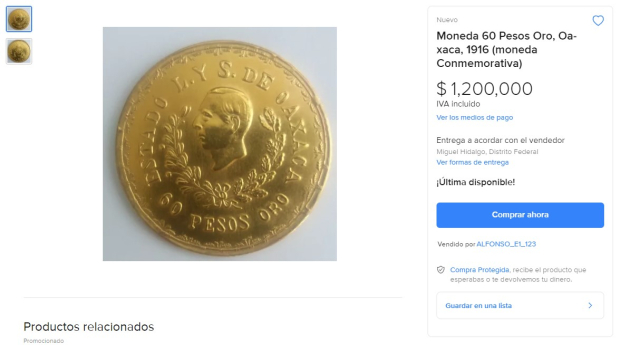 Esta es la moneda que se vende en más de un millón de pesos en Mercado Libre.