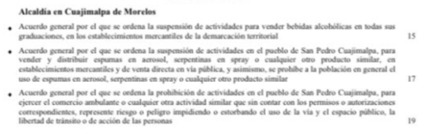 Así es como se anunció la Ley Seca en Cuajimalpa.