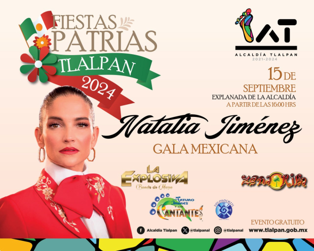 ¿Qué artistas se presentarán en Tlalpan el 15 de septiembre?