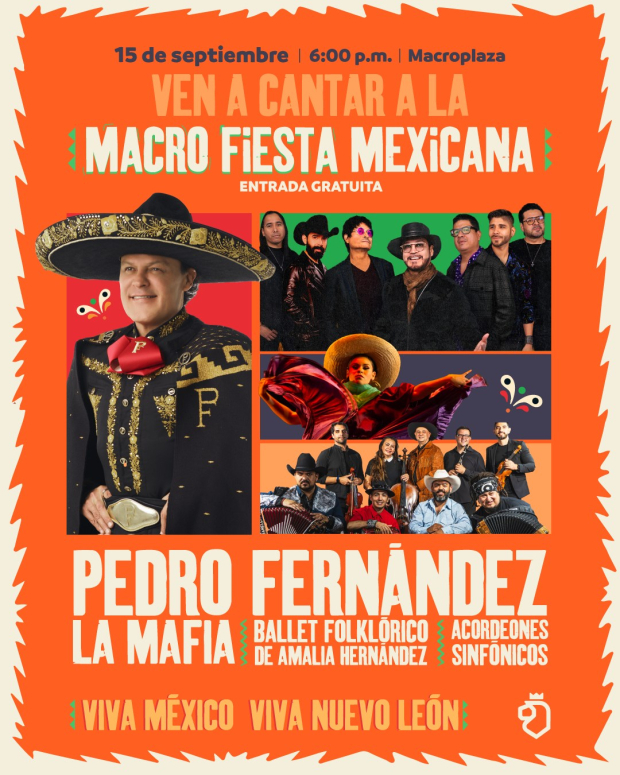 Este es el cartel completo para celebrar las fiestas patrias el 15 de septiembre en Nuevo León.