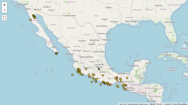 Este es el mapa de la actividad sísmica en México hoy sábado 14 de septiembre.