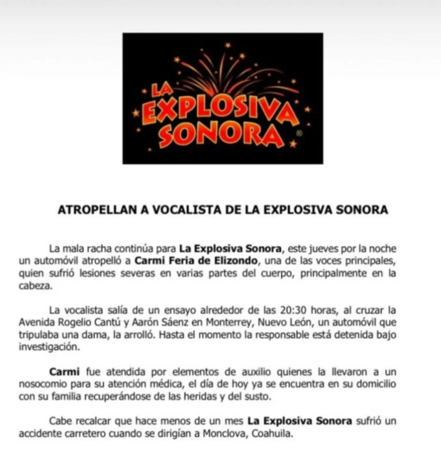 El comunicado de La Explosiva Sonora