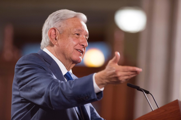 El presidente López Obrador, en conferencia matutina de Palacio Nacional.