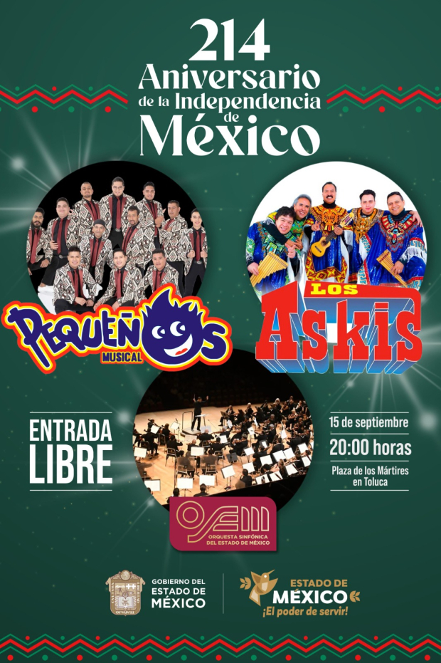 Cartel de los festejos patrios en México.