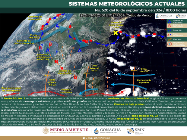 Este es el pronóstico del tiempo para este martes 17 de septiembre por parte de la Conagua.