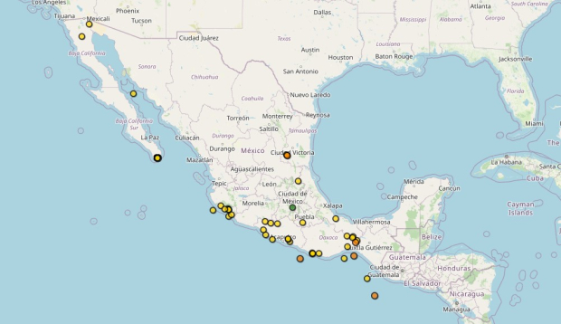 Así es el mapa de actividad sísmica en México hoy.