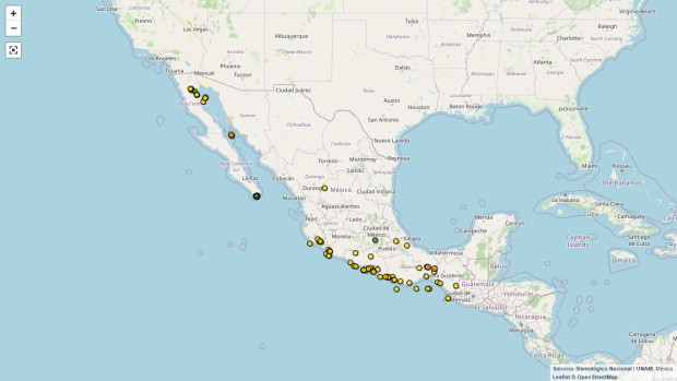 Mapa de actividad sísmica en México hoy 19 de septiembre