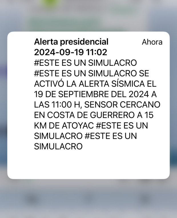 Así es el mensaje de alerta que debía llegar a tu celular