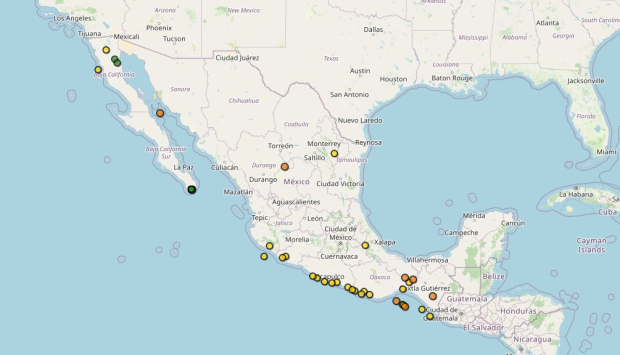 Mapa de sismos en México este viernes 20 de septiembre de 2024.