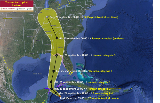 Pronóstico de trayectoria de la tormenta tropical Helene