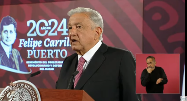 AMLO durante su conferencia matutina de este miércoles.