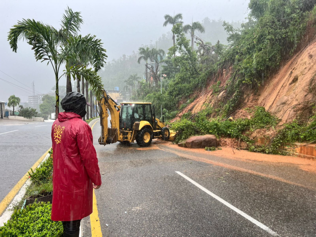 La tormenta tropical "John" causó caída de árboles y deslaves en Guerrero.