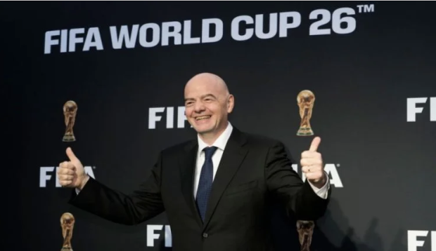 Gianni Infantino en el evento de presentación del logo del Mundial 2026