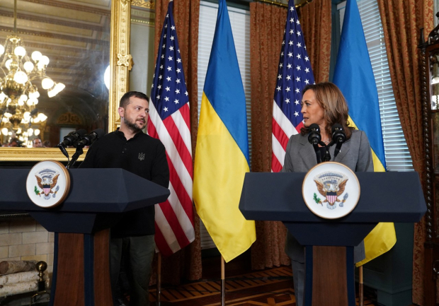 Kamala Harris, la actual Vicepresidenta de Estados Unidos y candidata a la Presidencia recibió al Presidente de Ucrania Volodymyr Zelenskiy en la Casa Blanca en Washington.