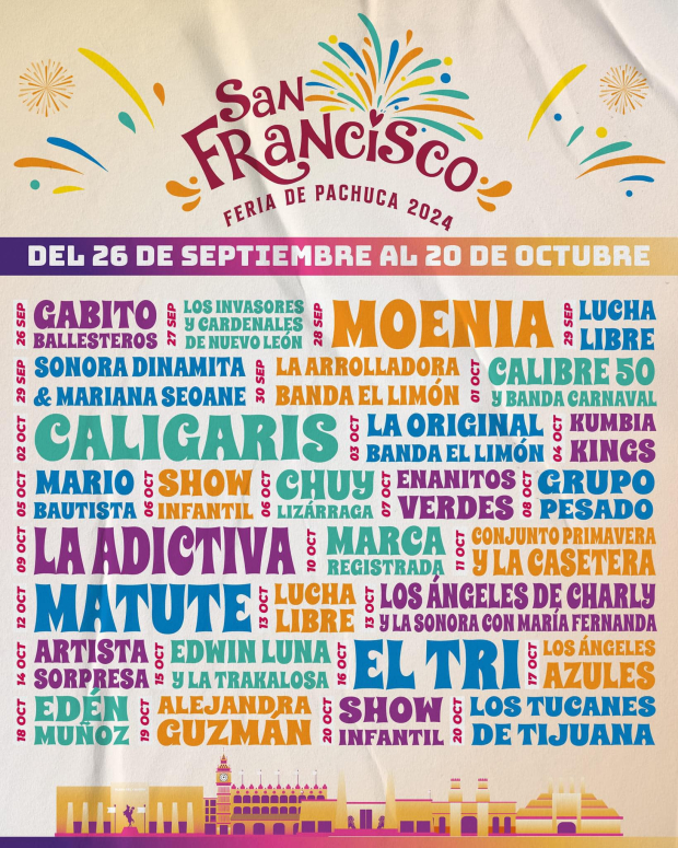 Cartelera del Teatro del Pueblo de la Feria de Pachuca 2024.