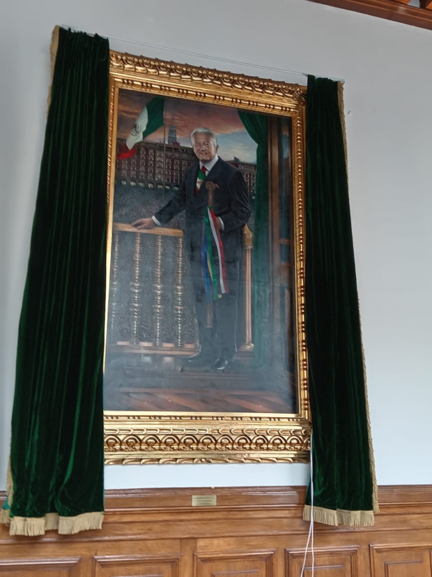 Retrato de AMLO en Palacio Nacional.