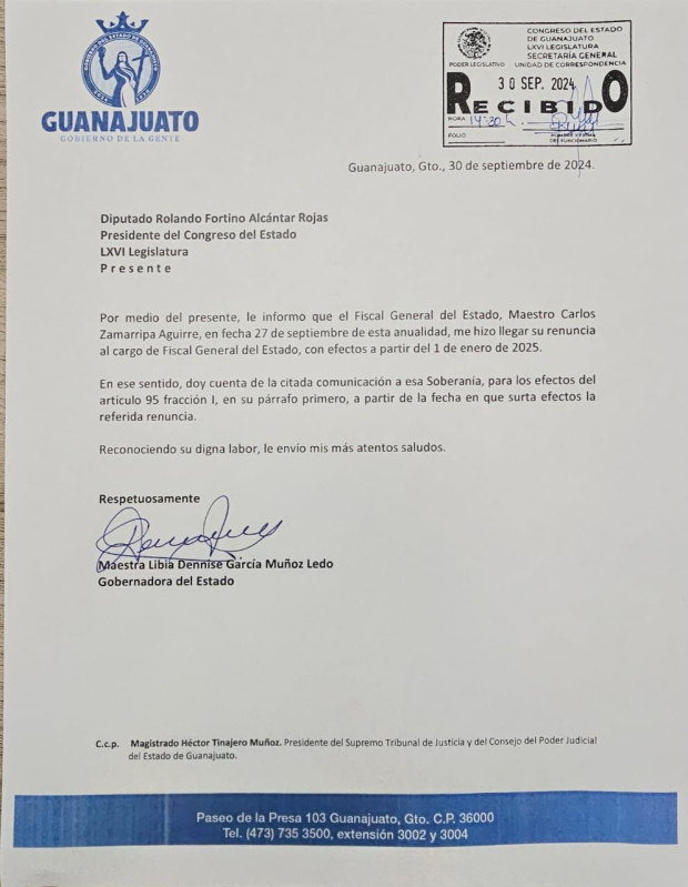 Carlos Zamarripa renuncia como Fiscal de Guanajuato.