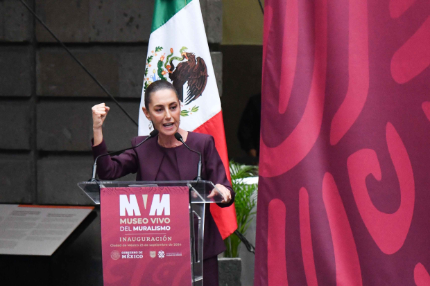 La entonces Presidenta electa, Claudia Sheinbaum, el pasado 25 de septiembre, en la inauguración del Museo Vivo del Muralismo.