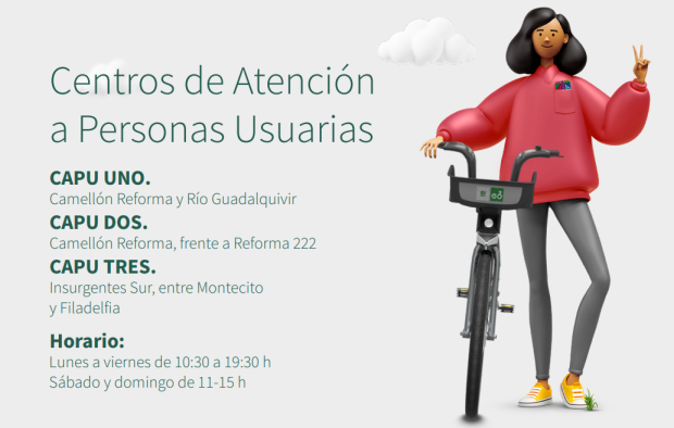 Centros de atención de Ecobici funcionan de lunes a viernes.