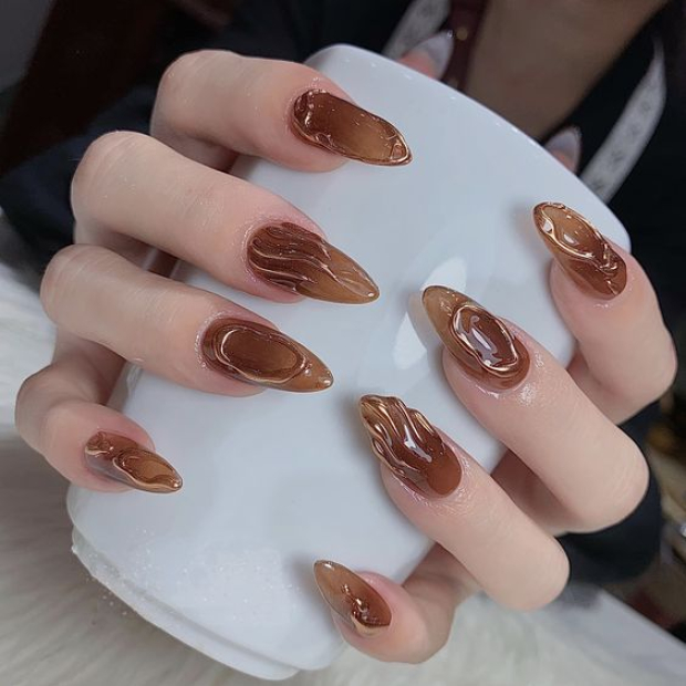 Uñas de caramelo con textura