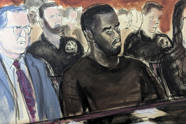 Sketch de la corte en el juicio de Puff Daddy.