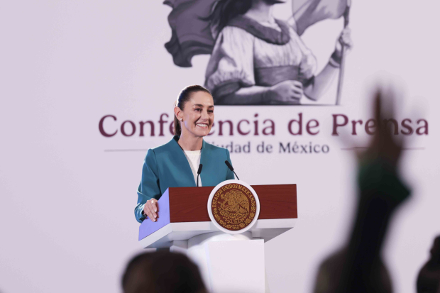 La Presidenta Claudia Sheinbaum Pardo, en conferencia de prensa.