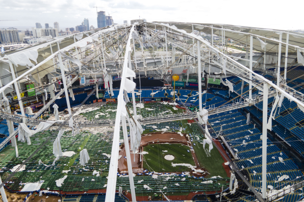 Milton arrancó por completo el techo del Tropicana Field, estadio de los Tampa Bay Rays.