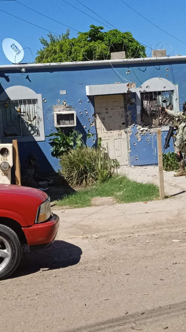 Así quedó la fachada de una casa tras las balaceras del 22 de septiembre en Ciudad Obregón.