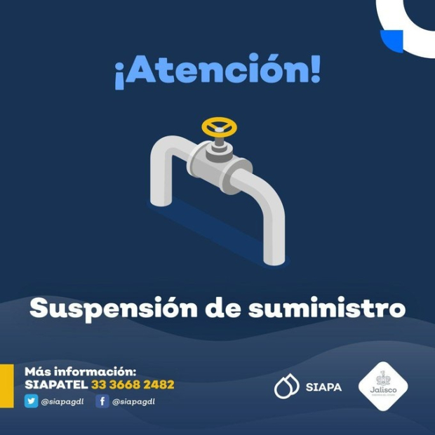 Así anuncia el SIAPA que atiende fugas de agua potable en distintos puntos del AMG.