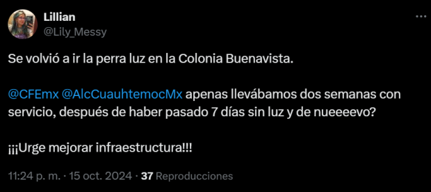 Usuarios también reportaron fallas en Buenavista.