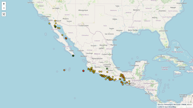 Mapa de actividad sísmica en México hoy 16 de octubre