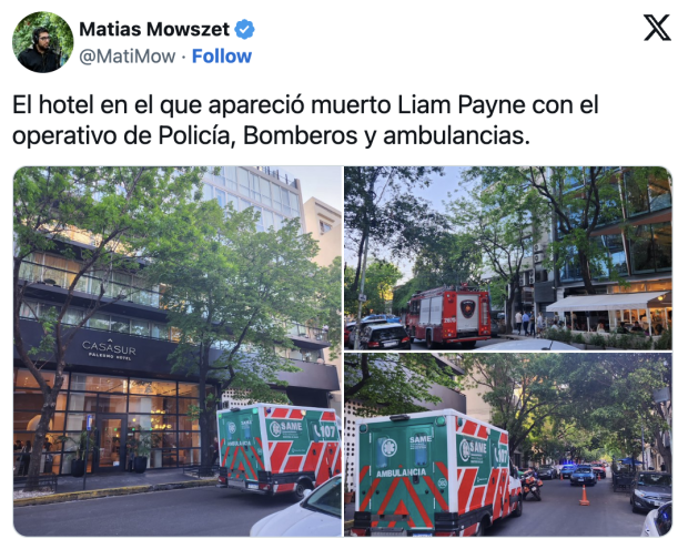 La policía montó un operativo en el hotel en el murió Liam Payne para investigar lo que pasó