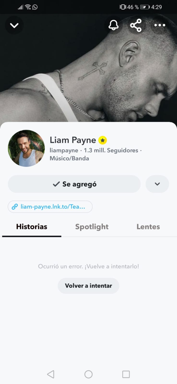 Los videos de la cuenta de Liam Payne en Snapchat fueron eliminados.