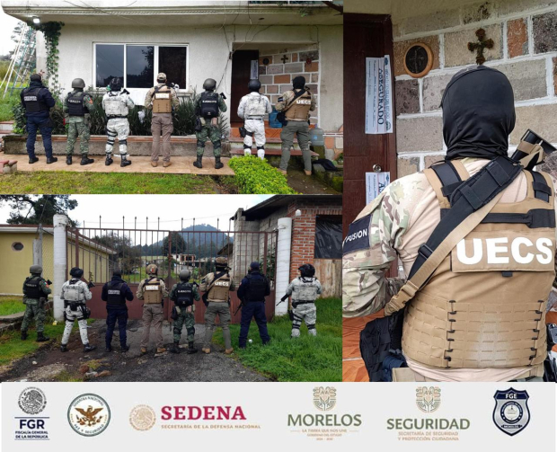 Operativo de fuerzas federales y de Morelos en una vivienda.