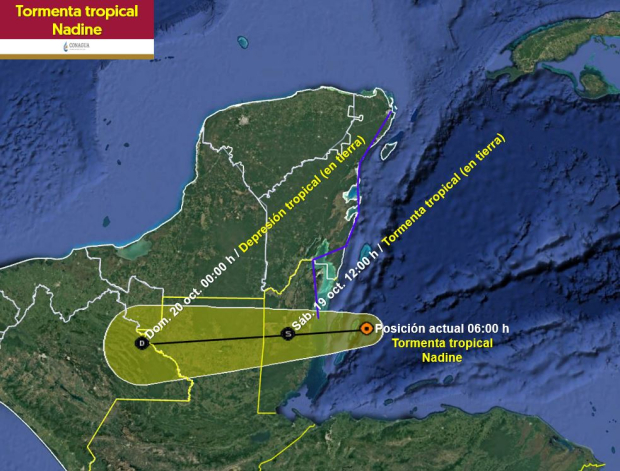 Esta es la ruta de la tormenta tropical Nadine.