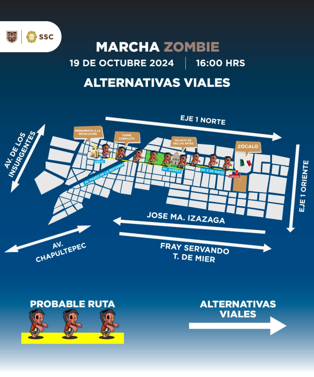 Esta es la ruta de la Marcha Zombie.