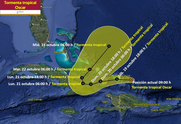 Esta es la ruta de la tormenta tropical Óscar.