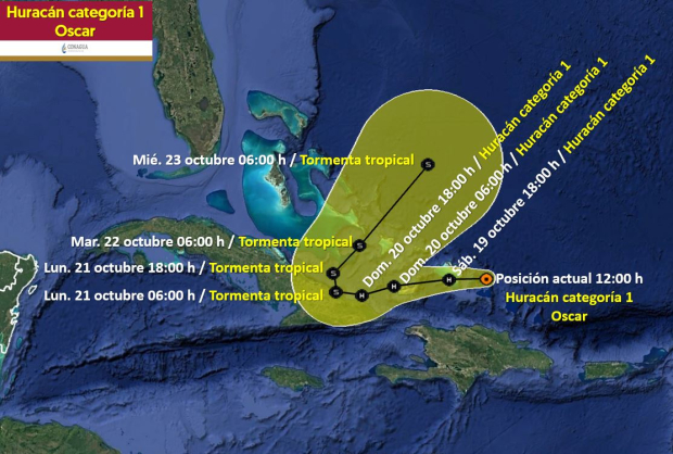 Huracán "Oscar" avanza sobre el Océano Atlántico.