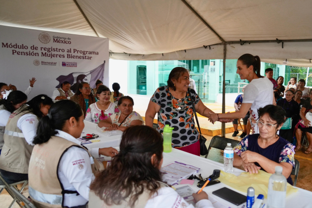 La Presidenta Claudia Sheinbaum durante su visita a Campeche.